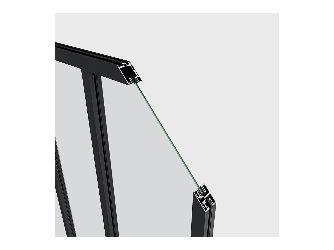 Parete Vetrata Interna 123x108 cm in Vetro Temperato Trasparente da 4 mm 4 Lastre Corniciate Profilo Nero Opaco Divisorio da Casa