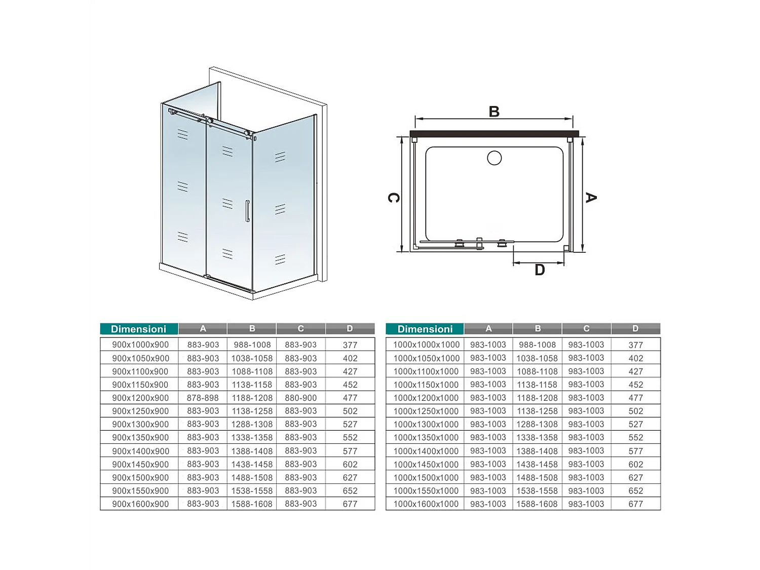 195cm Box Doccia a Tre Lati Porta Scorrevole con Doppia Parete Laterale 100x70x70cm Vetro 8mm Temperato Trasparente Anticalcare Telaio Cromato Lucido