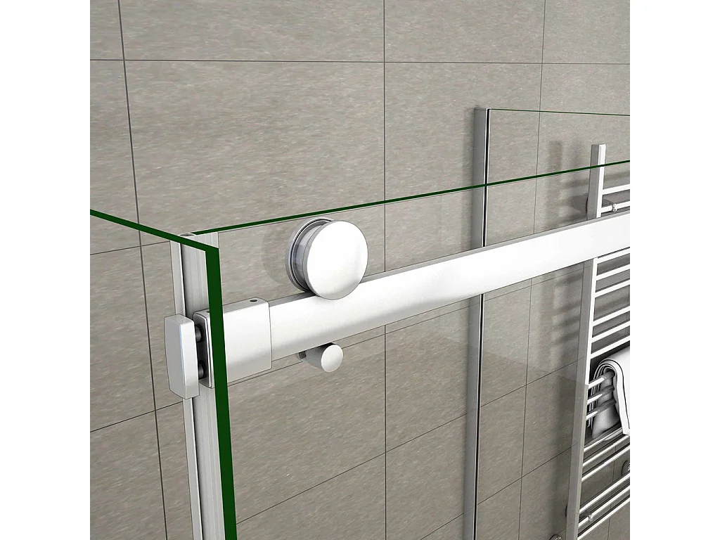 195cm Box Doccia a Tre Lati Porta Scorrevole con Doppia Parete Laterale 130x80x80cm Vetro 8mm Temperato Trasparente Anticalcare Telaio Cromato Lucido