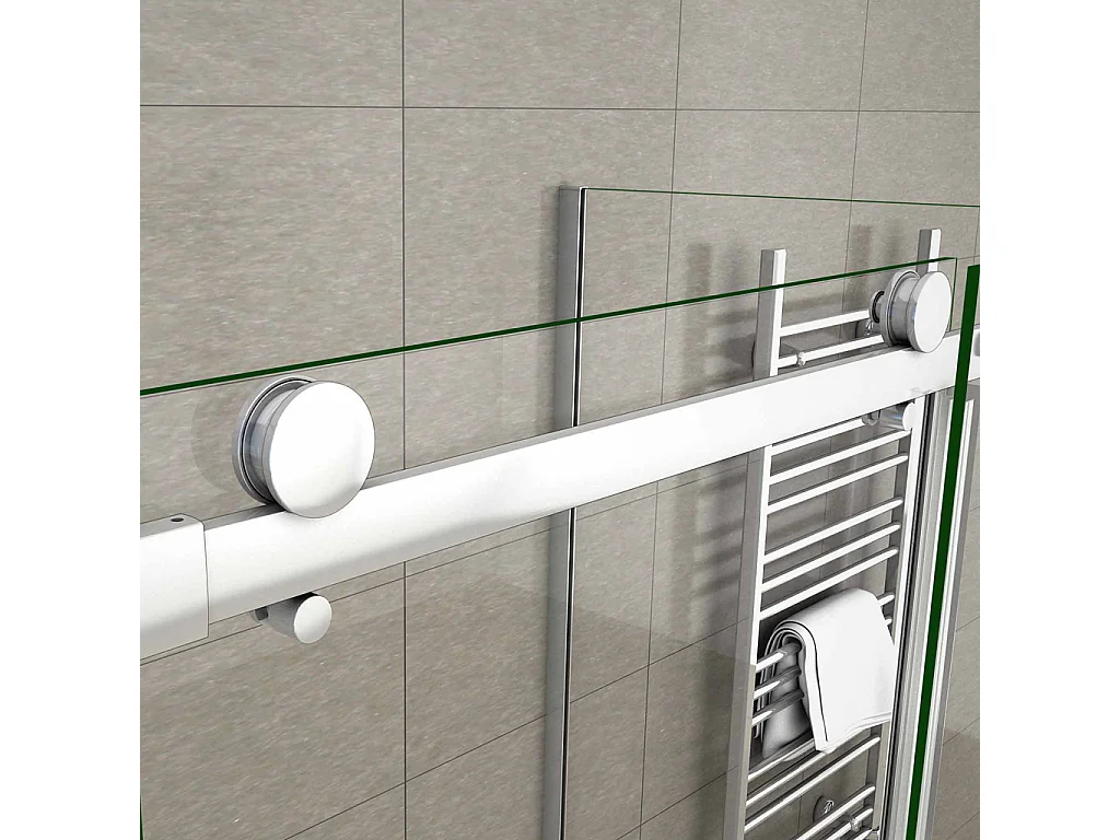 195 cm Box Doccia Angolare Porta Scorrevole con Parete Laterale 100x80 cm Vetro 8 mm Temperato Trasparente Anticalcare Telaio Cromato Lucido