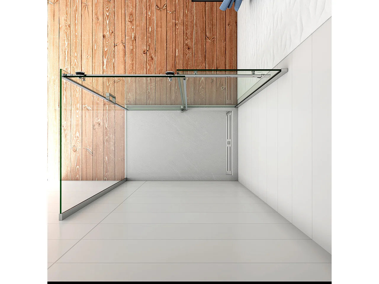 Aica Italy 135x100cm H.195 cm Box Doccia Angolare Porta Scorrevole Con Parete Laterale Vetro 8 Mm Temperato Anticalcare Trasparente Cromato Lucido