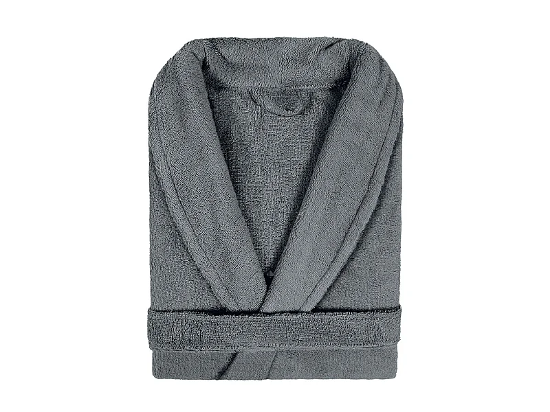 Peignoir col châle adulte PURE coton XL gris anthracite