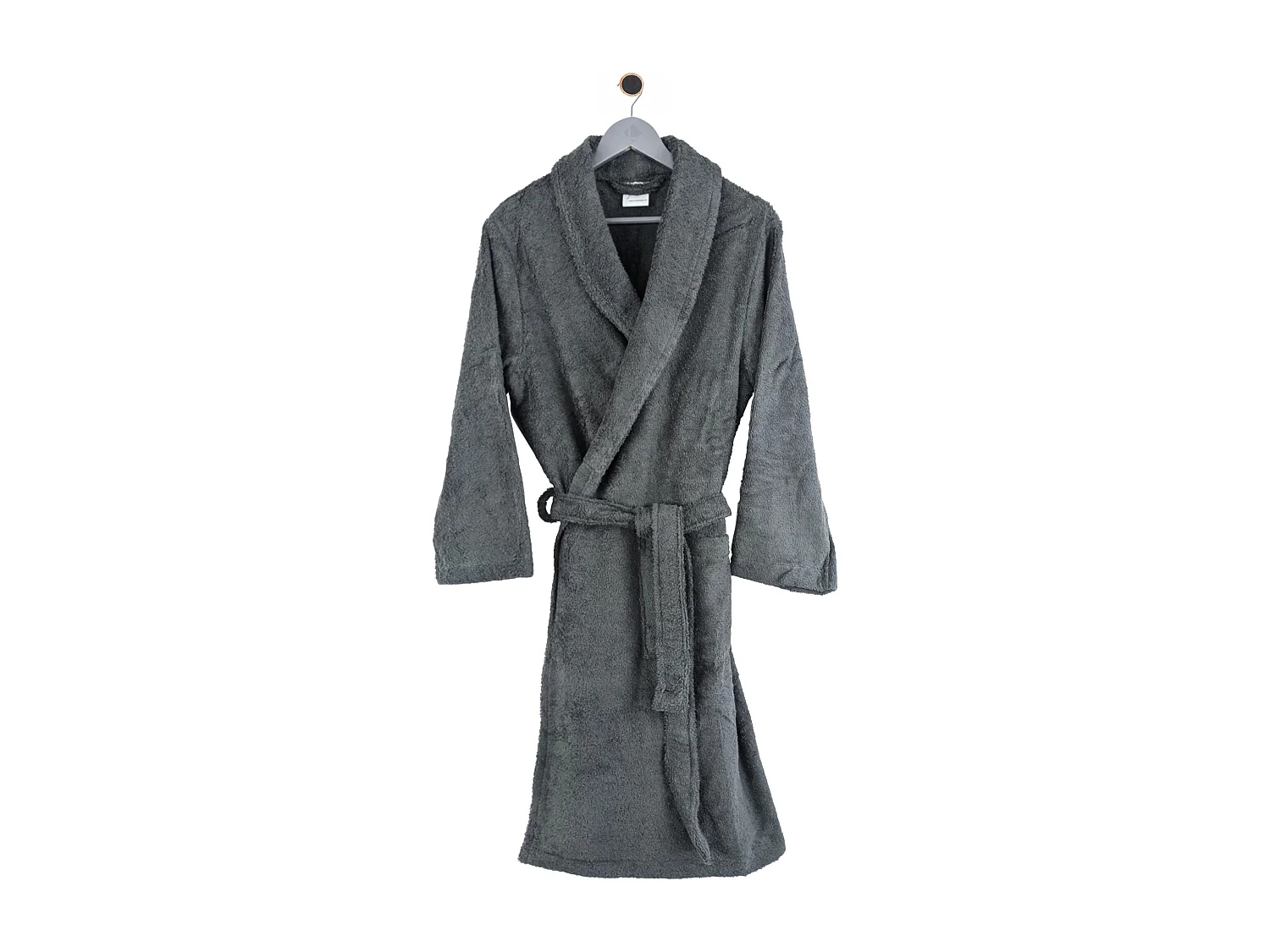 Peignoir col châle adulte PURE coton XL gris anthracite