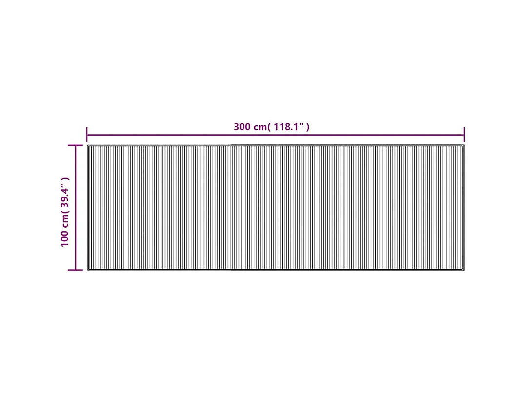 Senad  Teppich Rechteckig Schwarz 100x300 cm Bambus