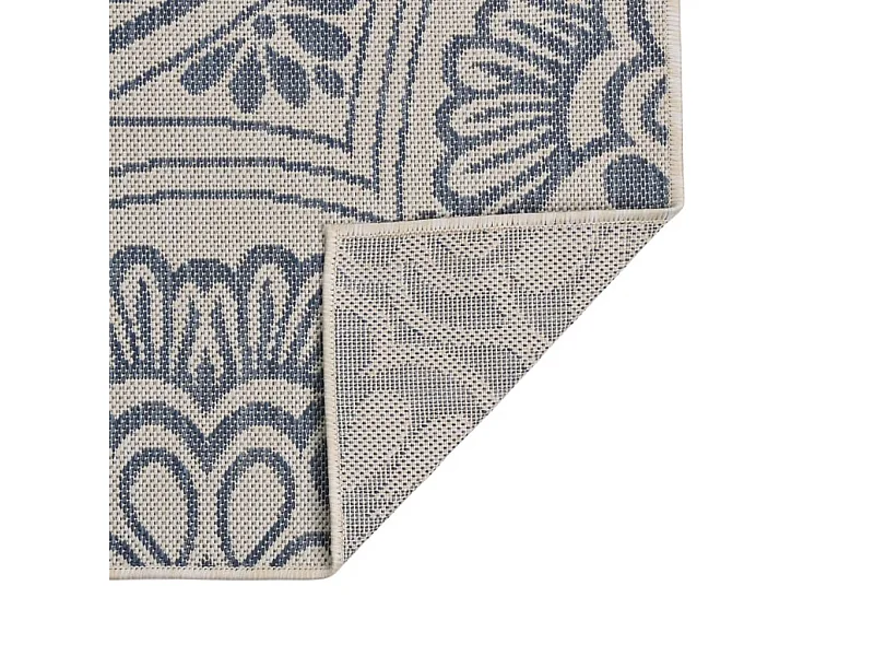 Christiaan  Alfombra de exterior de tejido plano rayas azules 100x200 cm