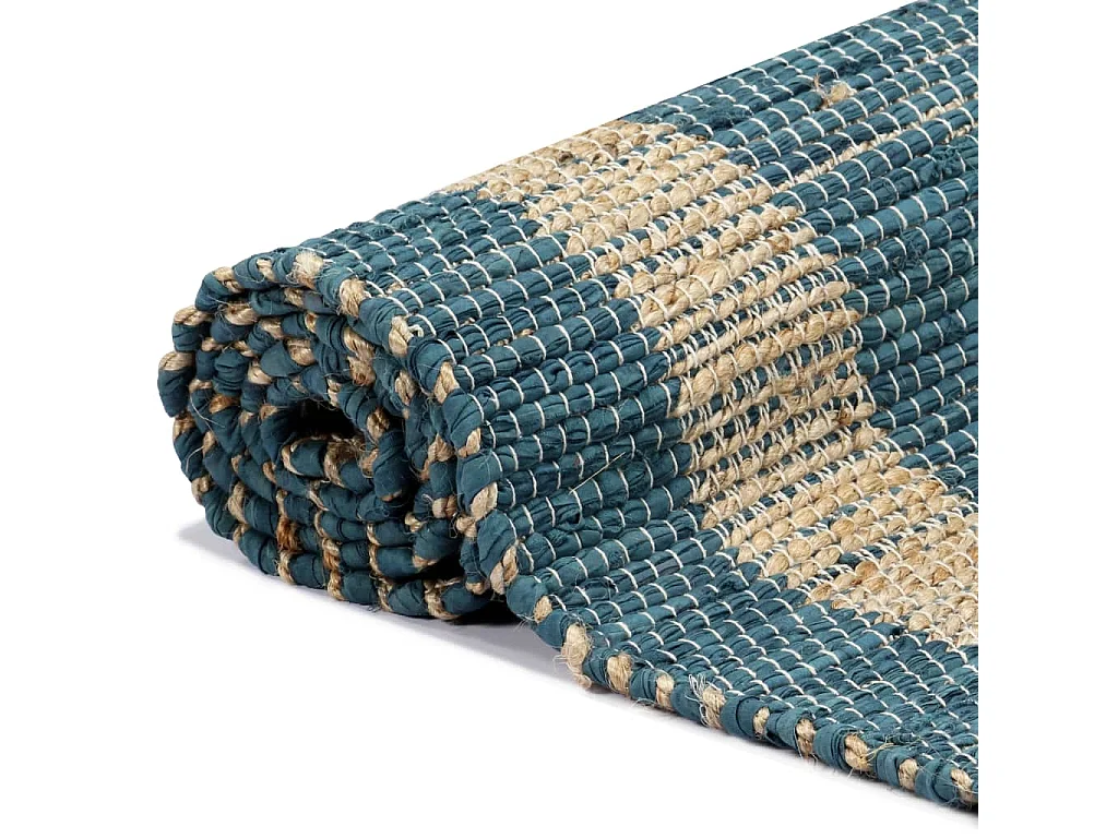 Cape Carteret  Vloerkleed handgemaakt 160x230 cm jute blauw