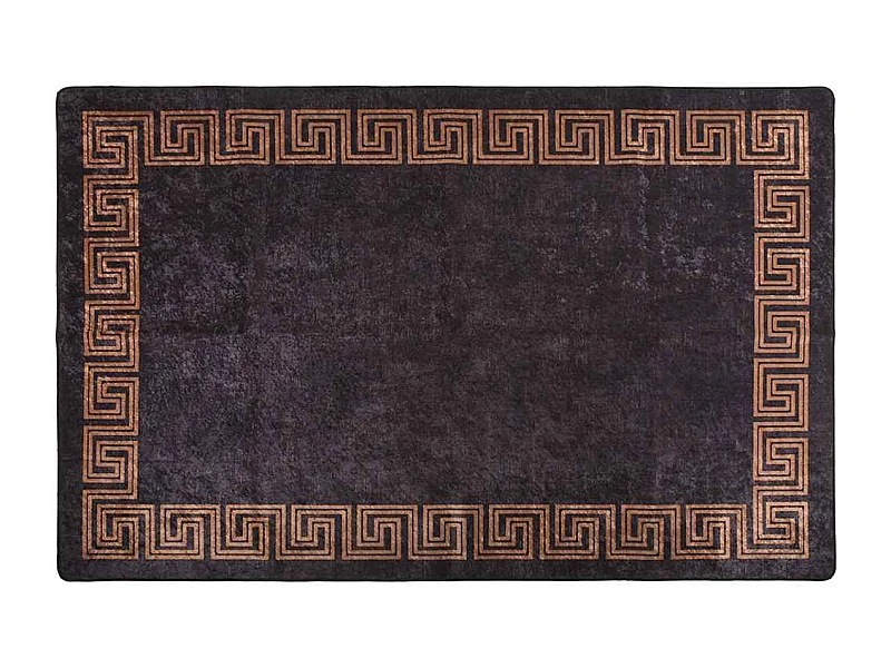 Elsje  Tappeto Lavabile 80x150 cm Nero e Oro Antiscivolo