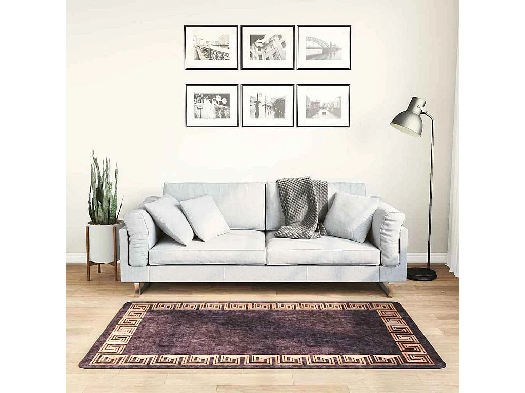 Elsje  Teppich Waschbar 80x150 cm Schwarz und Golden Rutschfest