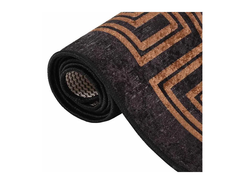 Elsje  Teppich Waschbar 80x150 cm Schwarz und Golden Rutschfest