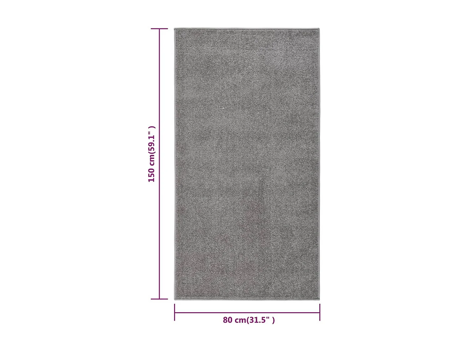 Phoebe  Tapis à poils courts 80x150 cm Gris