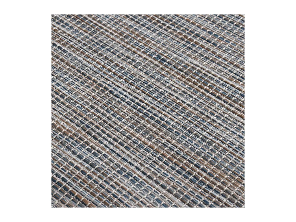 Christiaan  Tapis à tissage plat d'extérieur 100x200 cm Marron et bleu