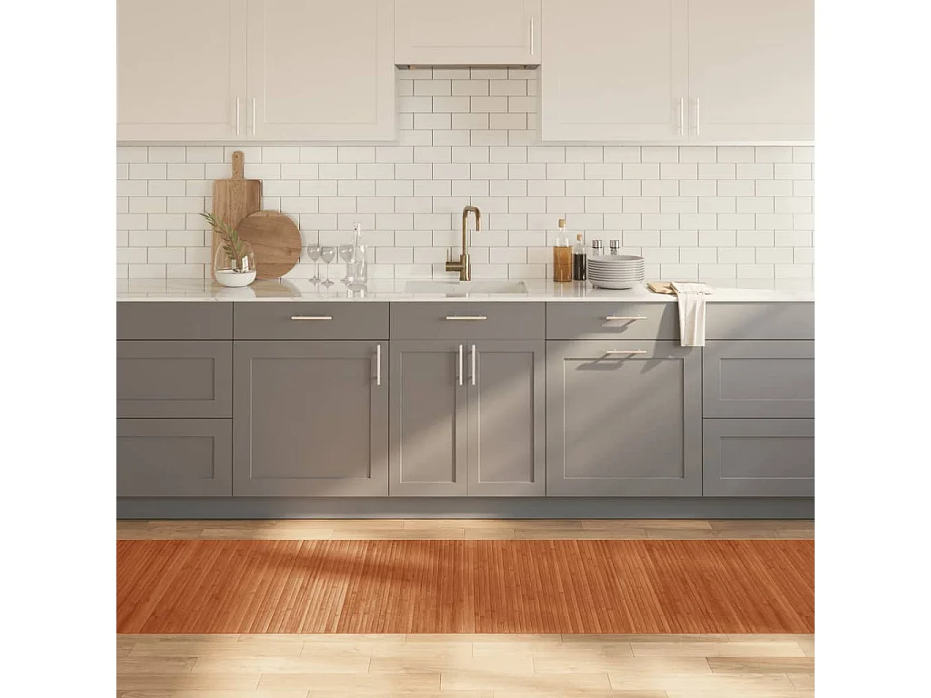 Wakil  Tapis rectangulaire marron 80x500 cm bambou