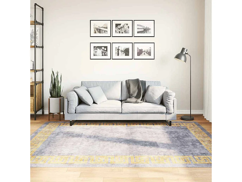 Elsje  Teppich Waschbar Grau und Golden 150x230 cm Rutschfest
