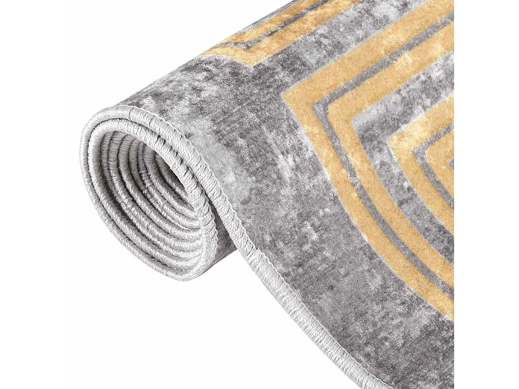 Elsje  Teppich Waschbar Grau und Golden 150x230 cm Rutschfest