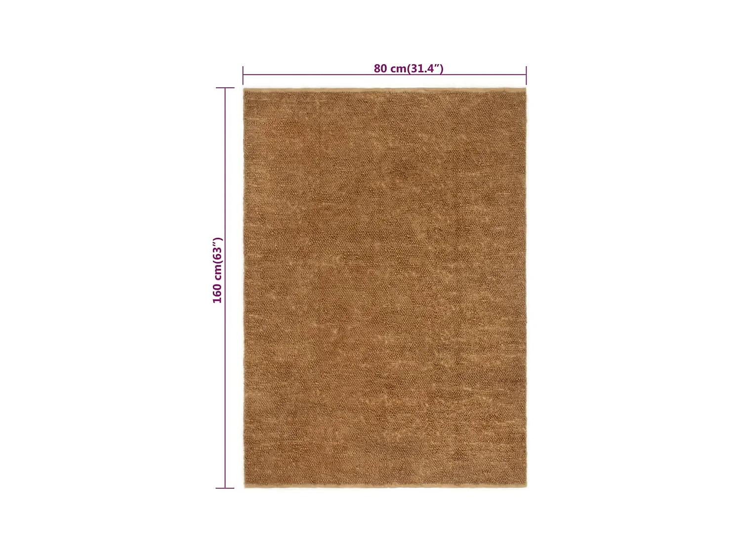 Qarlan  Tapis à poils bouclés fait à la main 80x160 cm Jute et coton