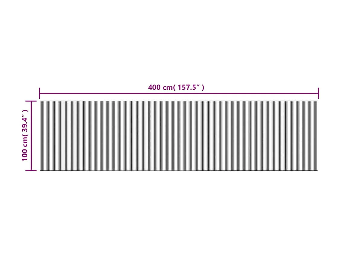 Wakil  Tappeto Rettangolare Grigio 100x400 cm in Bambù