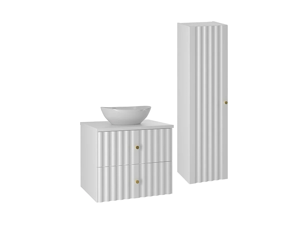 Ensemble meuble simple vasque 60cm et colonne Izae Blanc