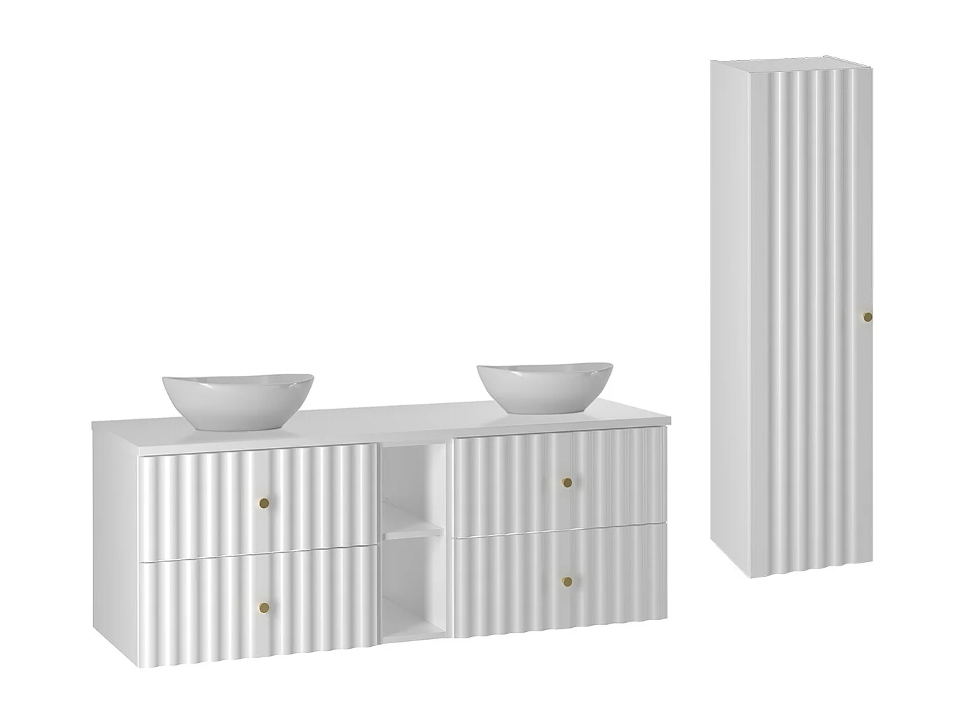 Set di mobili da bagno doppio lavabo Izae bianco 140cm