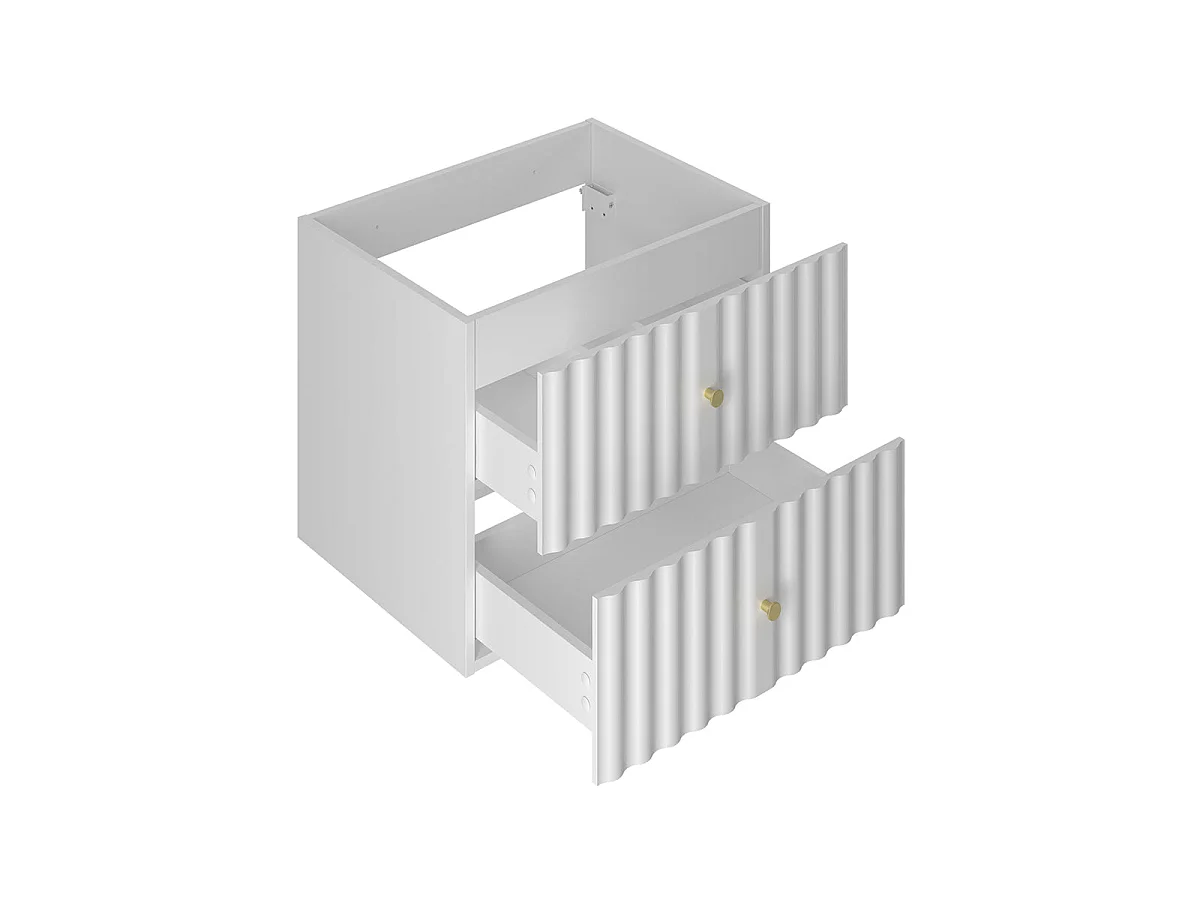 Ensemble meuble double vasque 140cm 2 niches et colonne Izae Blanc