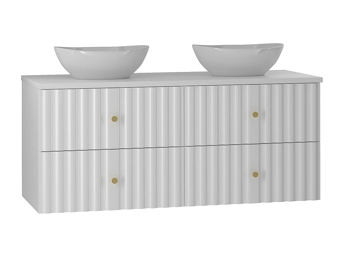 Set aus Doppelwaschtisch 120cm und Säule Izae Weiß