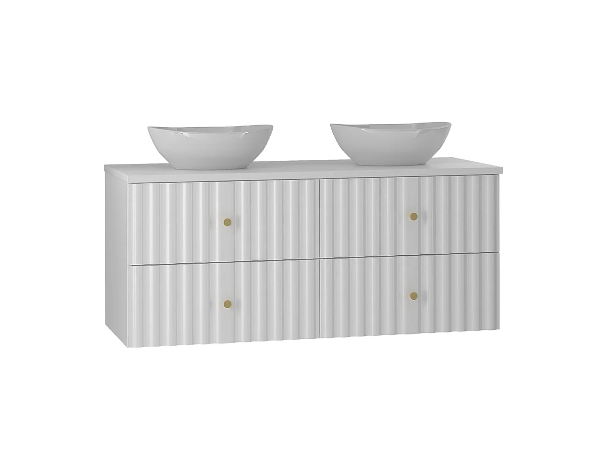 Ensemble meuble double vasque 120cm et colonne Izae Blanc