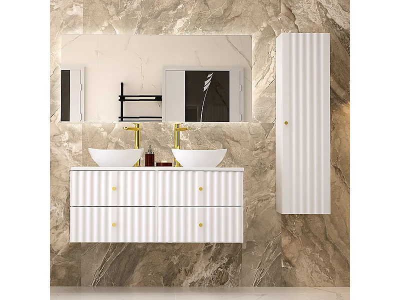 Set di mobili da bagno doppio lavabo Izae bianco 120cm