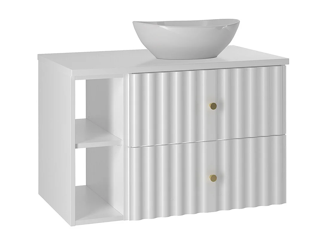 Set Waschtisch 80cm 2 Nischen und Säule Izae Weiß