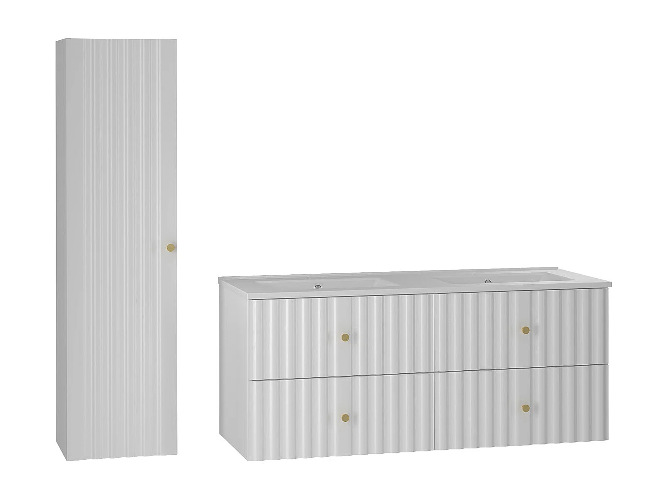 Set di mobili da bagno doppio lavabo Izae bianco 120cm