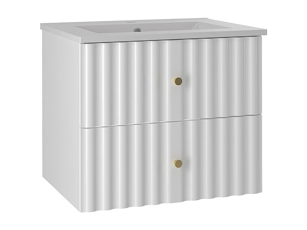 Ensemble meuble simple vasque encastrée 60cm et colonne Izae Blanc