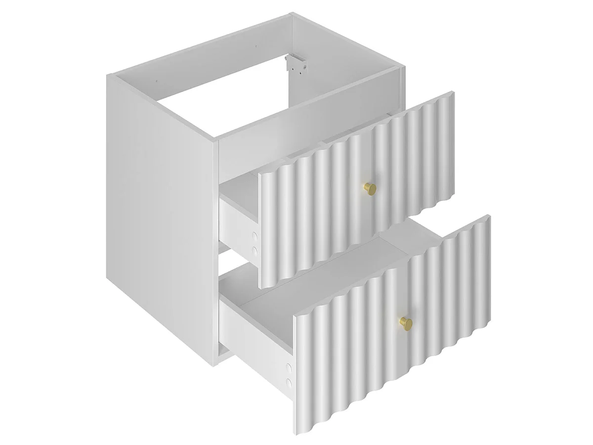 Ensemble meuble simple vasque encastrée 60cm et colonne Izae Blanc
