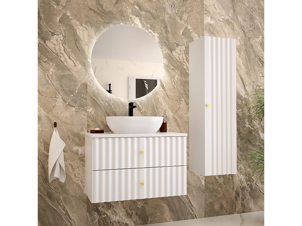 Set di mobili da bagno con lavabo Izae bianco 80cm
