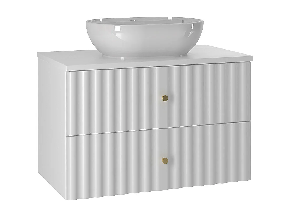 Ensemble meuble simple vasque 80cm et colonne Izae Blanc