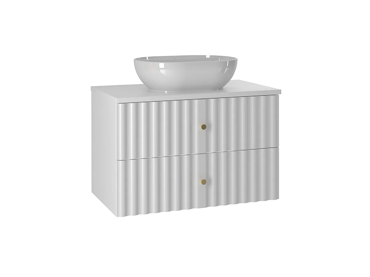 Insieme mobile singolo vasca 80cm e colonna Izae Bianco