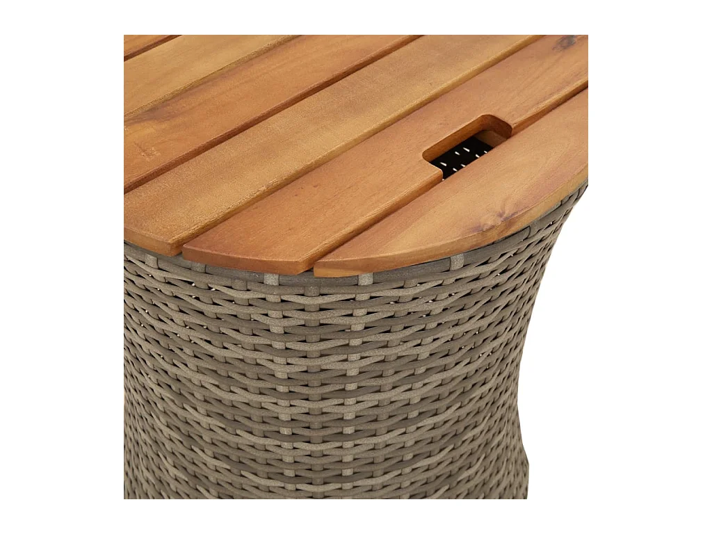 Oeffelt  Tuinbijzettafels 2 st met houten blad poly rattan grijs