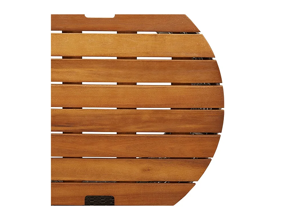 Oeffelt  Tuinbijzettafels 2 st met houten blad poly rattan grijs