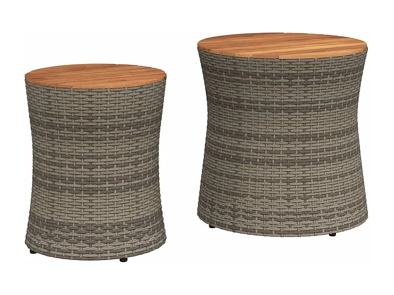 Oeffelt  Tables d'appoint de jardin 2 pcs dessus en bois gris poly rotin