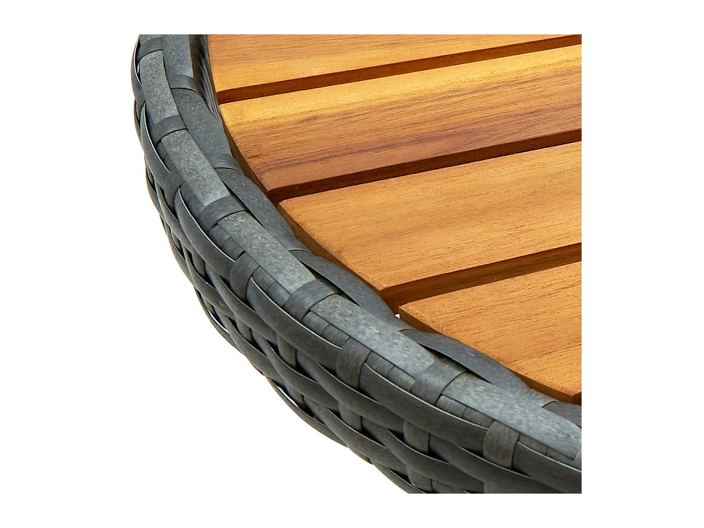 Bernard-Jean  Mesa de centro ratán sintético y madera maciza de acacia 60 cm