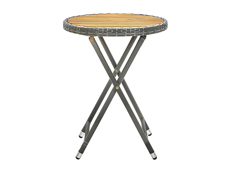 Bernard-Jean  Table à thé Gris 60 cm Résine tressée et bois d'acacia solide