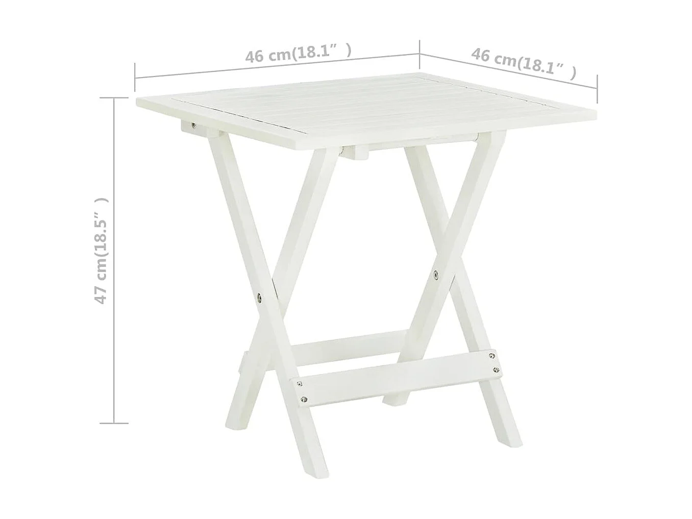 Qalvin  Tavolo da Bistrot Bianco 46x46x47cm in Legno Massello di Acacia