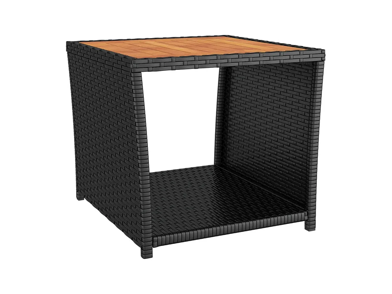 Paul-Étienne  Table à thé et dessus en bois Noir Résine tressée Acacia massif