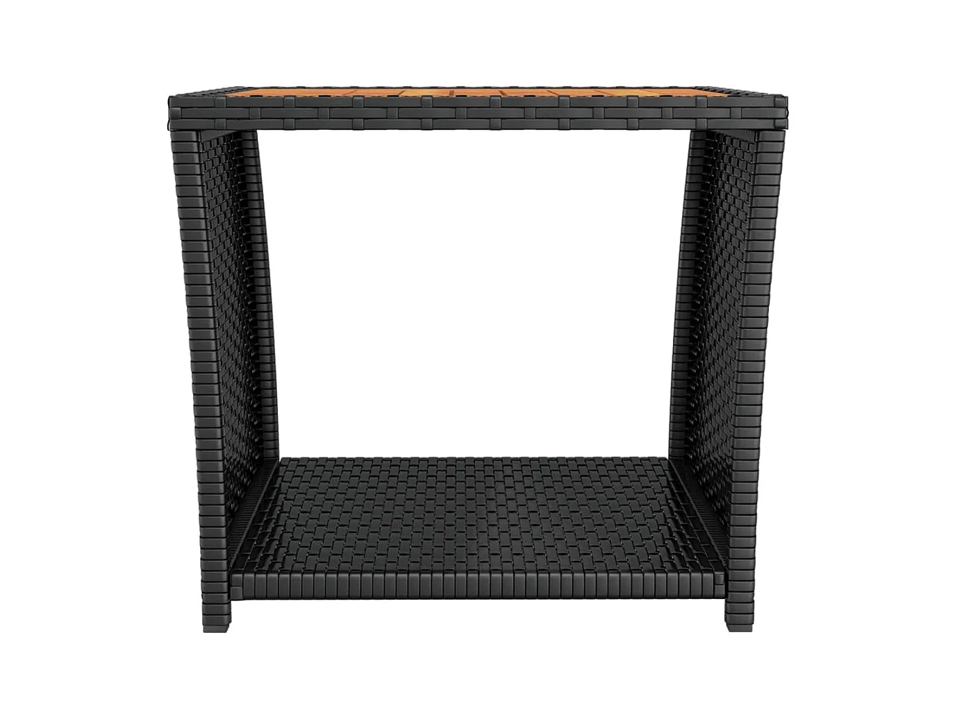 Paul-Étienne  Table à thé et dessus en bois Noir Résine tressée Acacia massif