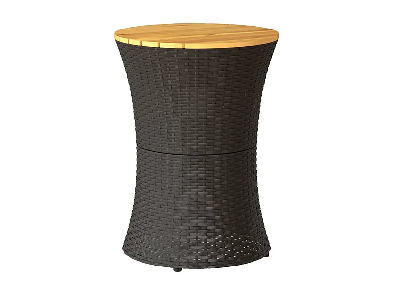 Yndra  Table d'appoint de jardin forme tambour noir rotin bois massif