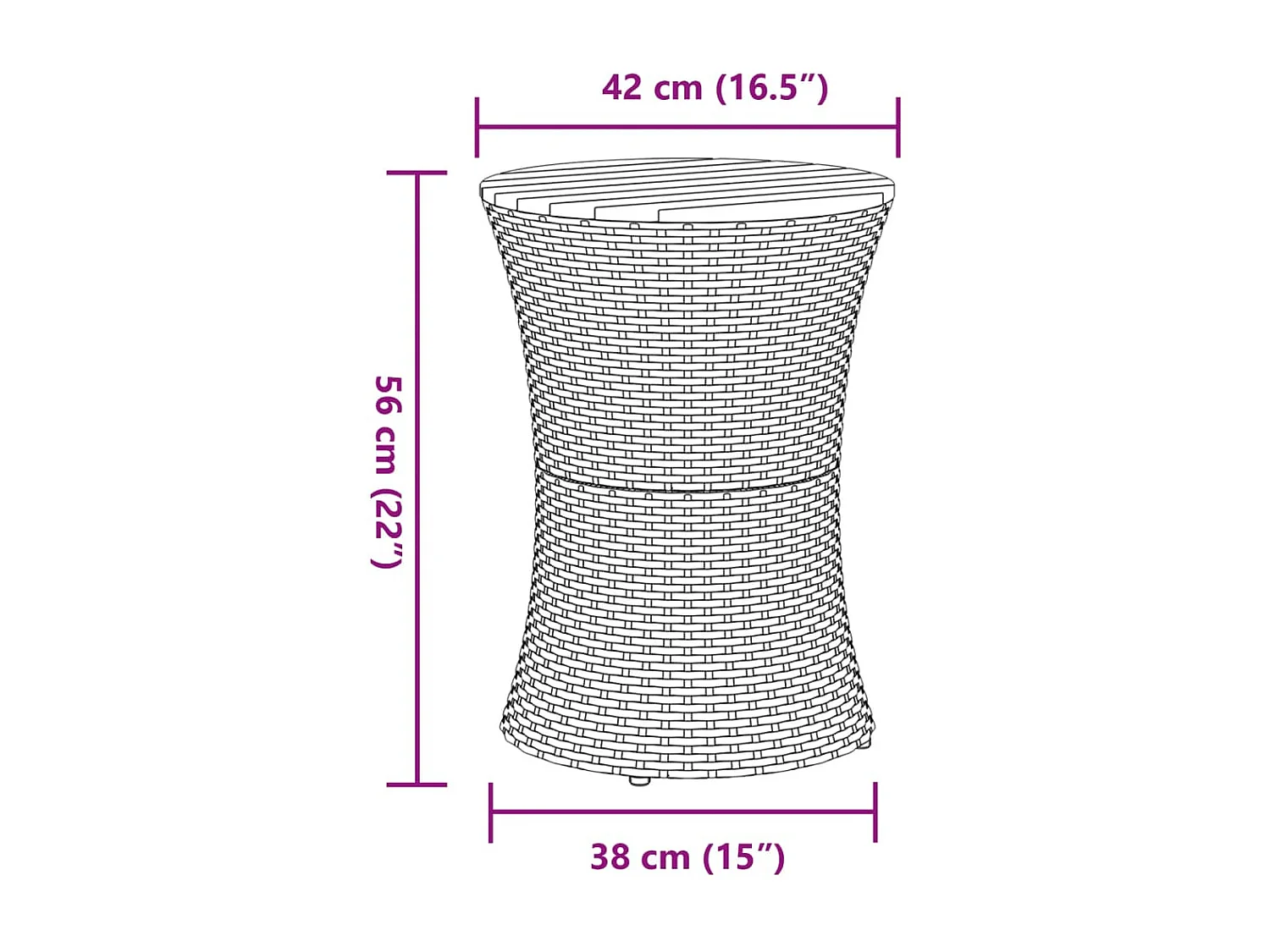 Yndra  Tuinbijzettafel trommelvormig poly rattan en massief hout zwart