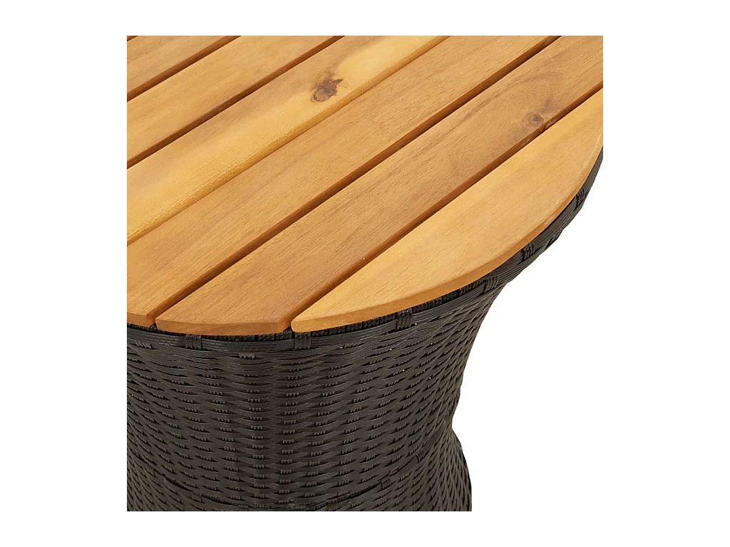 Yndra  Table d'appoint de jardin forme tambour noir rotin bois massif