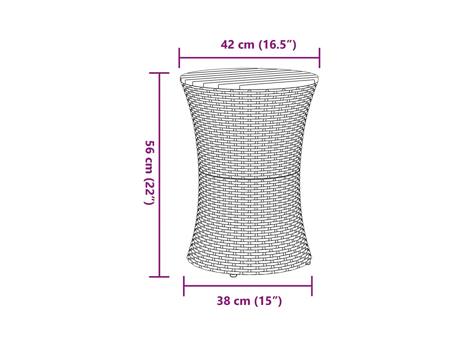 Yndra  Table d'appoint de jardin forme tambour noir rotin bois massif