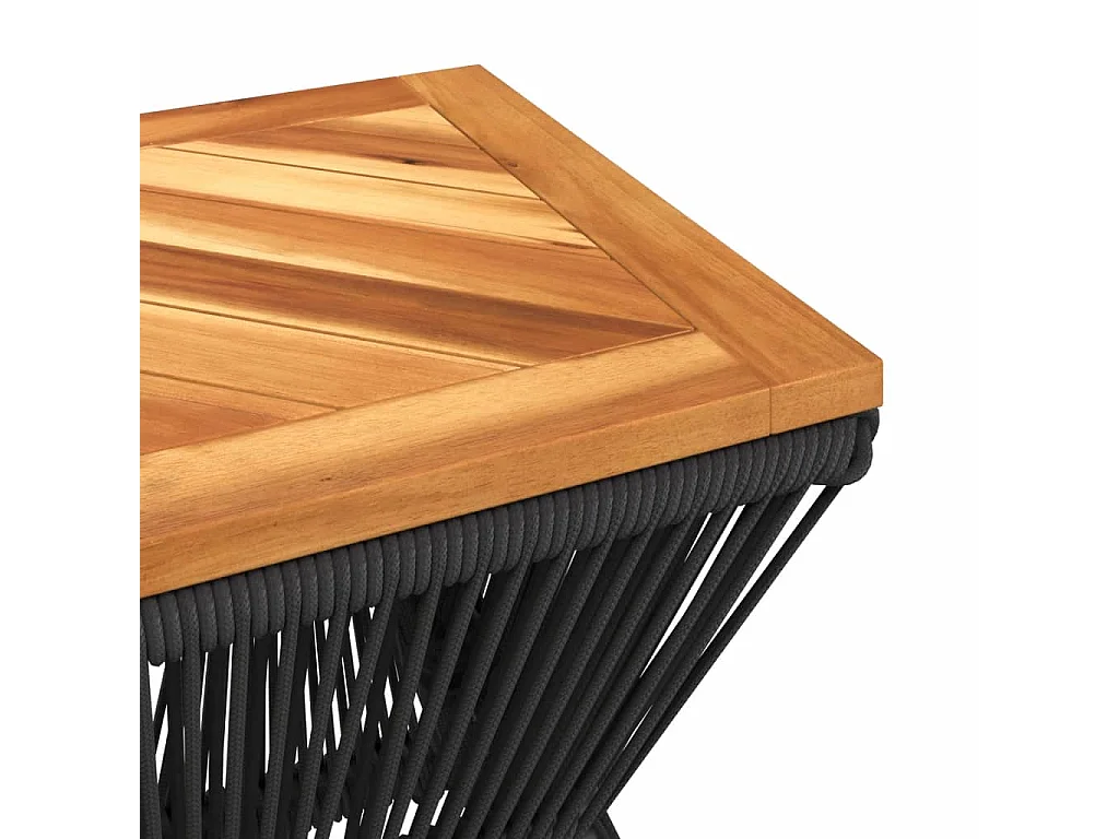 Garden Furniture -  Mesa de centro base de alambre madera acacia negro 38x38x38 cm