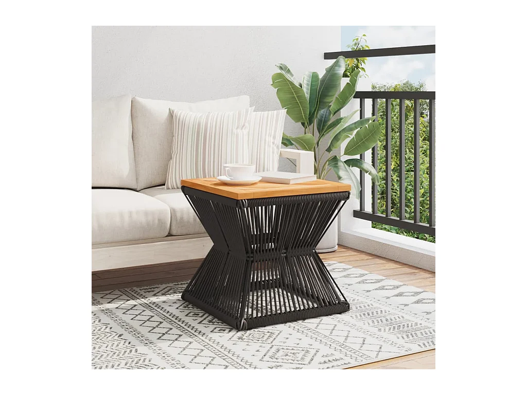 Garden Furniture -  Table basse avec base en fil de fer noir bois d'acacia massif