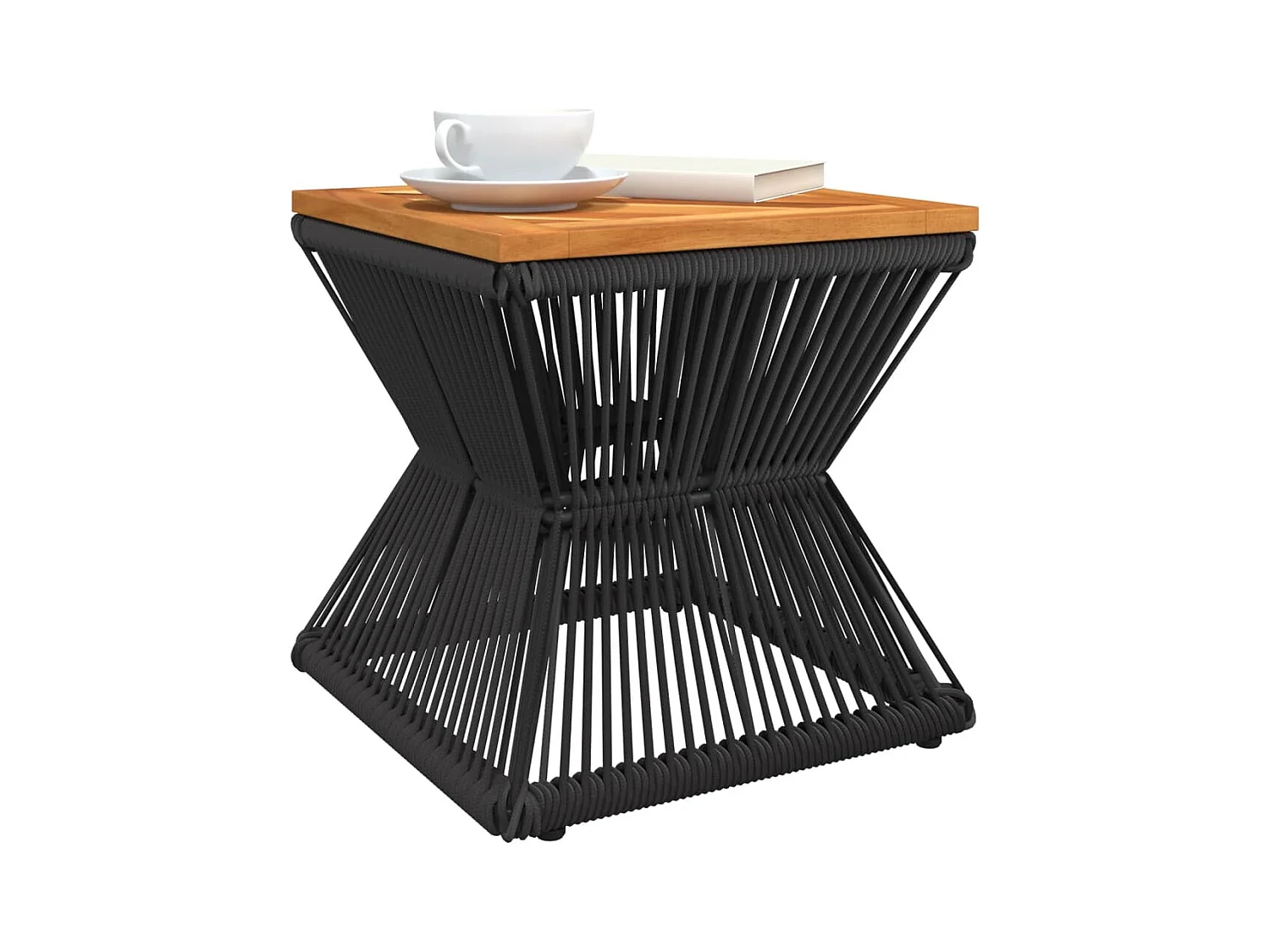 Garden Furniture -  Table basse avec base en fil de fer noir bois d'acacia massif