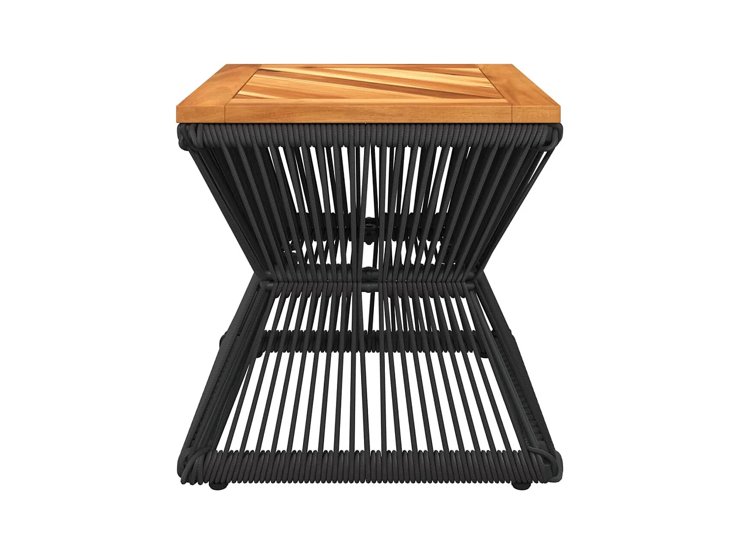 Garden Furniture -  Table basse avec base en fil de fer noir bois d'acacia massif