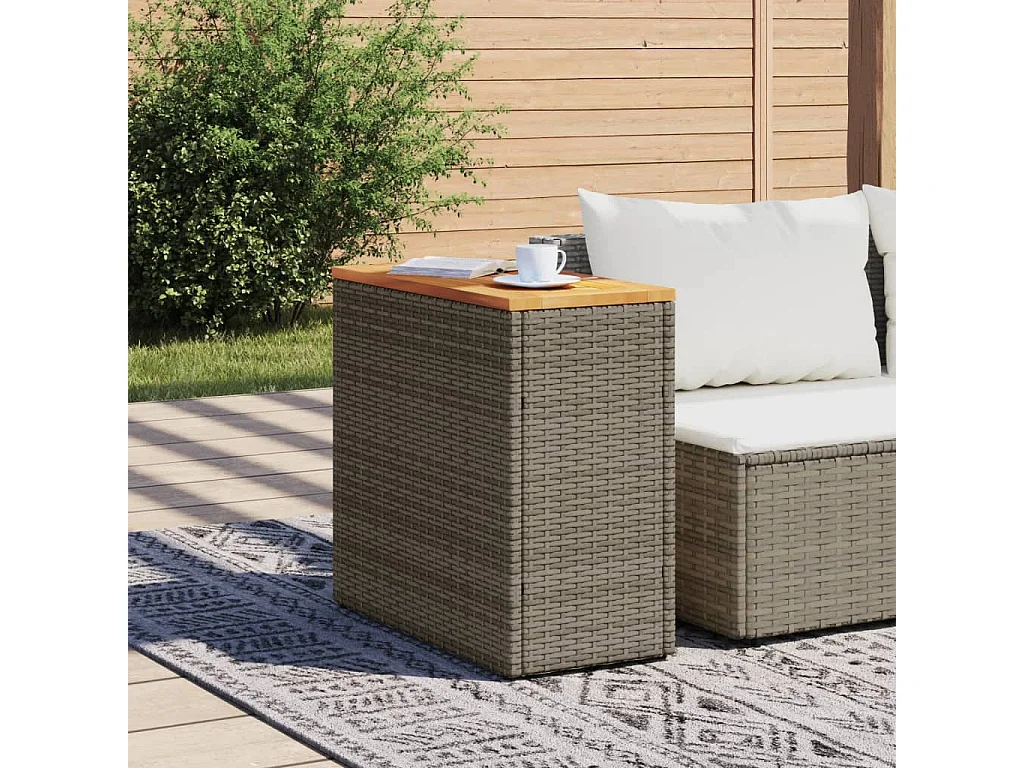 Capitol Heights  Tuinbijzettafel met houten blad 58x27,5x55 cm poly rattan grijs